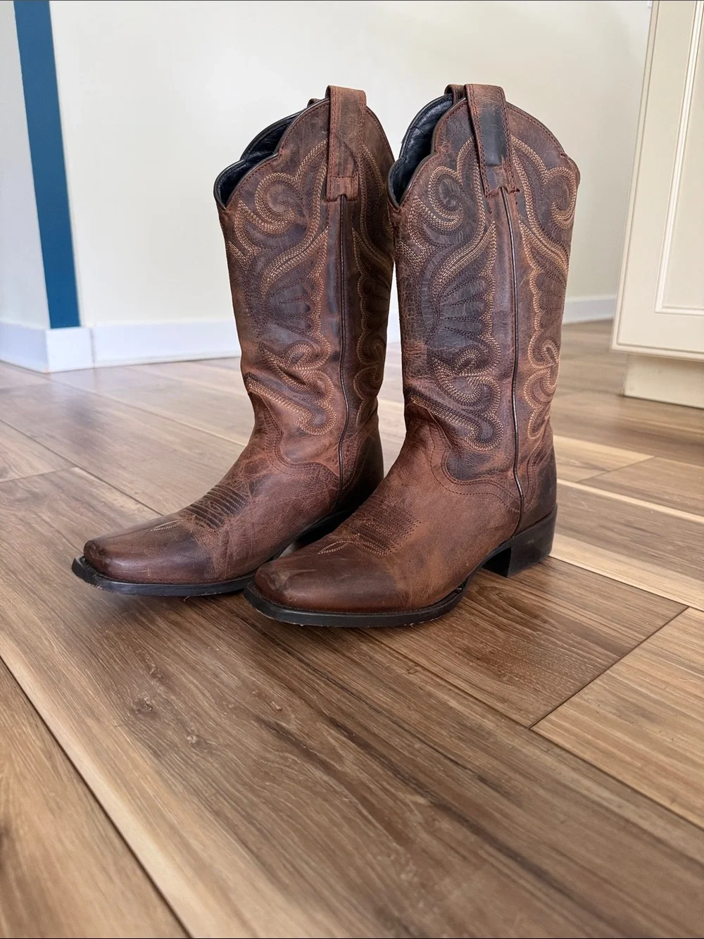 J.B. Dillon Brown Leather Western Cowboy Boots - Picture 1 of 6